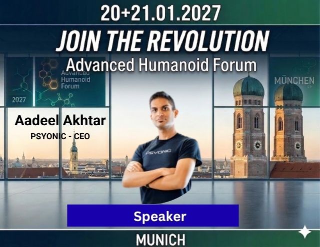 Aadeel Akhtar at the Humanoid Conference 2027 – bionic human hand systems and haptic AI